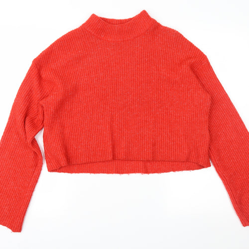 Divided Womens Orange  Knit Pullover Jumper Size S