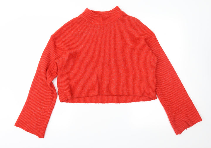 Divided Womens Orange Knit Pullover Jumper Size S