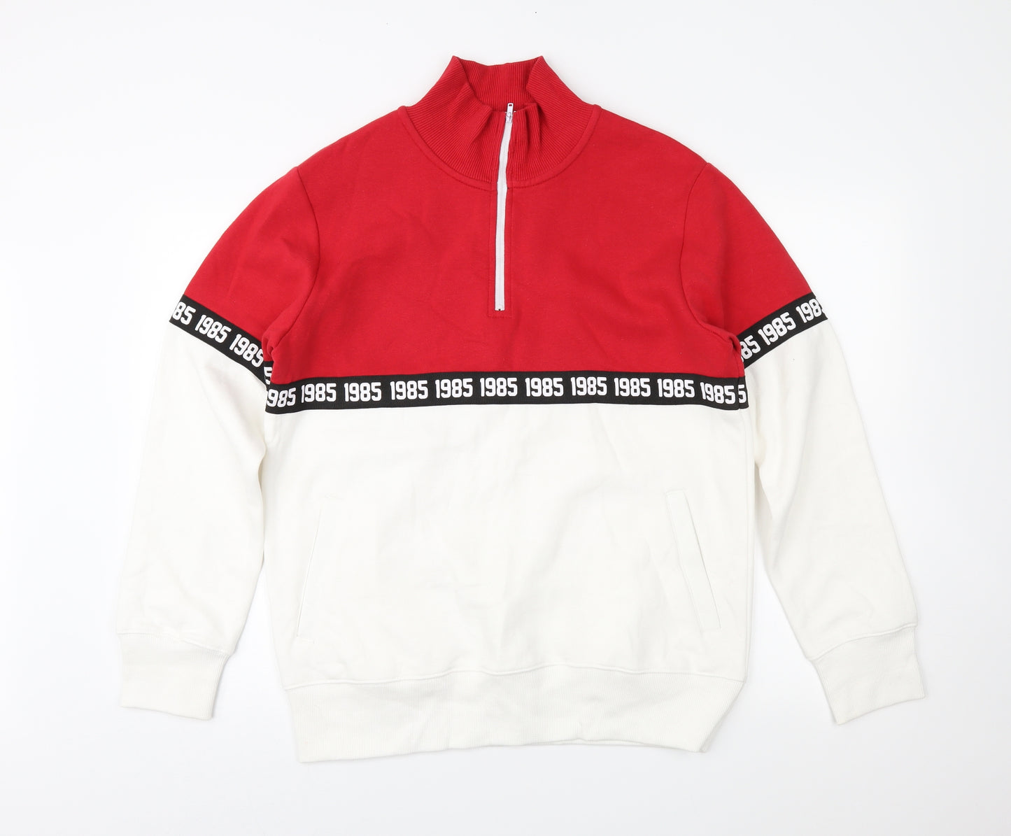 Primark Mens Red Geometric  Pullover Sweatshirt Size L