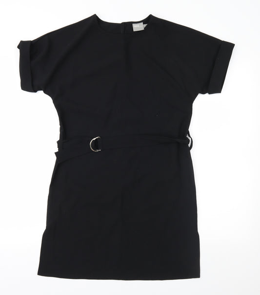 Front view of ASOS women’s black shift, size UK 8