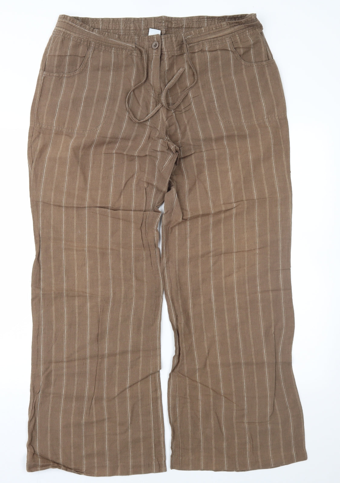 New Look Womens Brown Striped  Trousers  Size 16 L30 in
