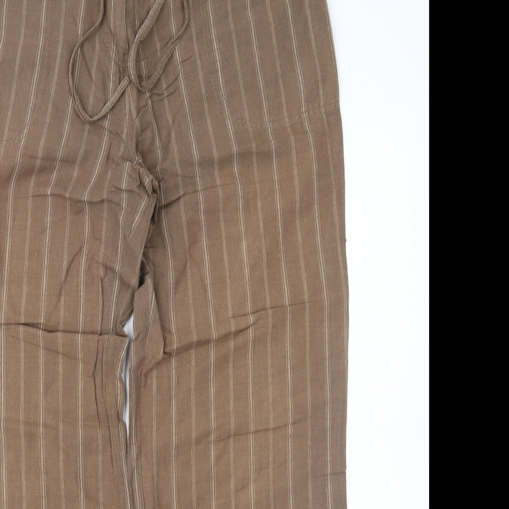 New Look Womens Brown Striped  Trousers  Size 16 L30 in