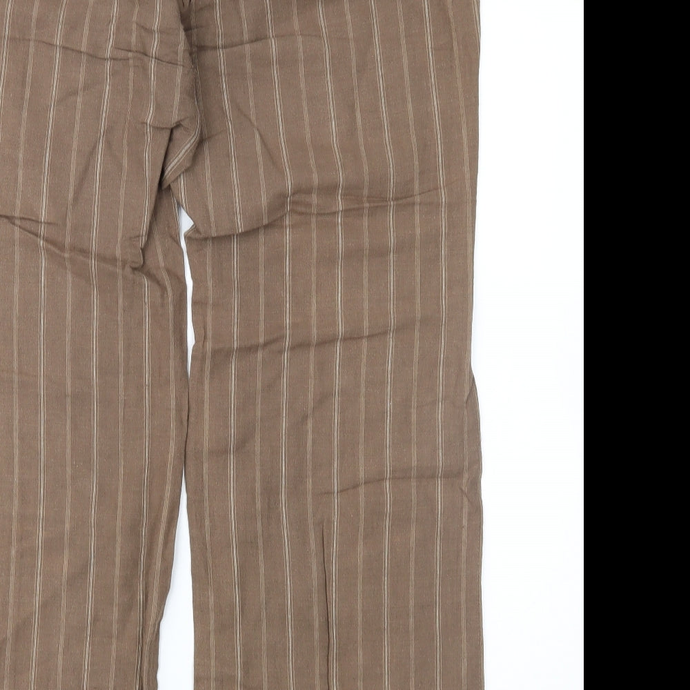 New Look Womens Brown Striped  Trousers  Size 16 L30 in
