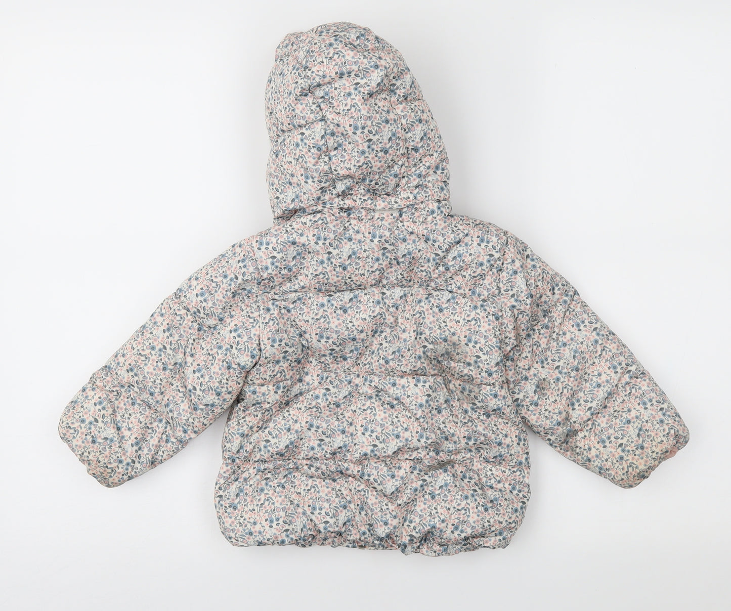 H&M Girls Pink Floral  Puffer Jacket Coat Size 18 Months