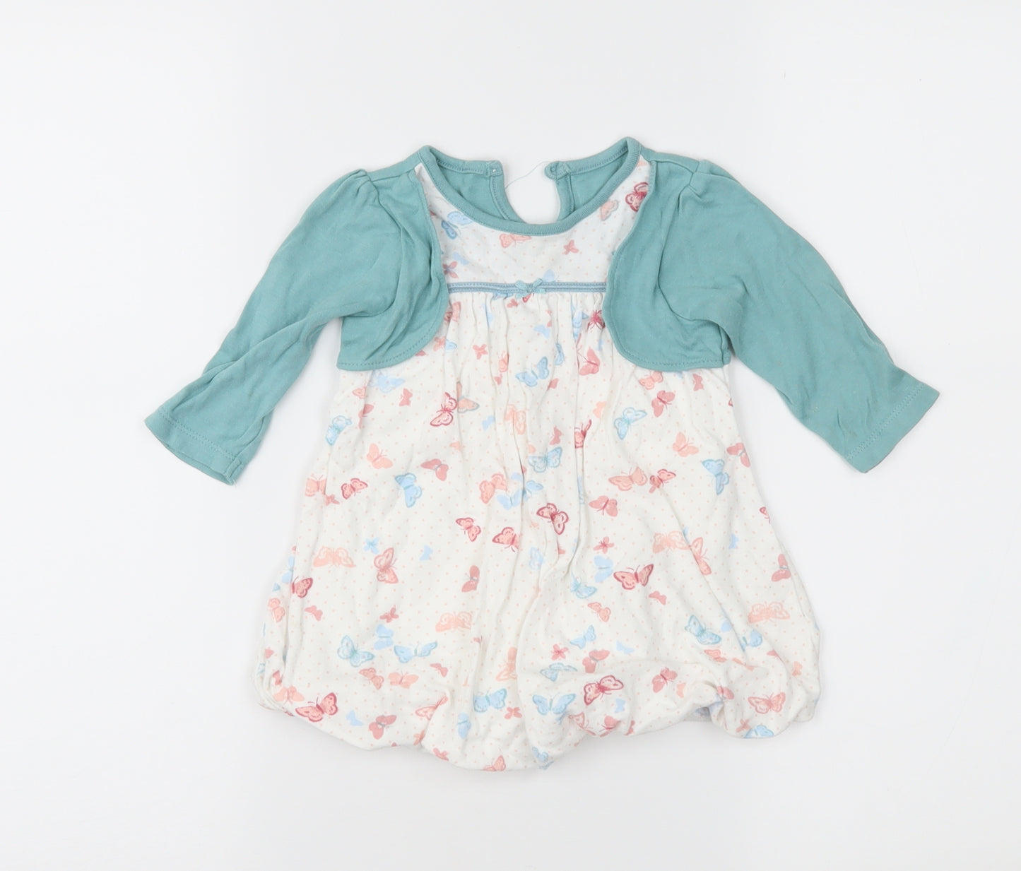George Girls Ivory Geometric Jersey Fit & Flare  Size 3-6 Months