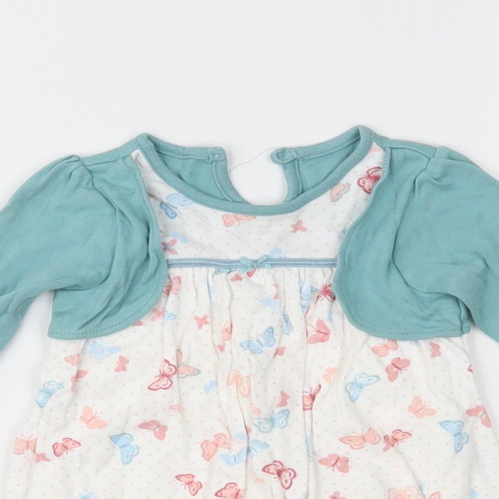 George Girls Ivory Geometric Jersey Fit & Flare  Size 3-6 Months
