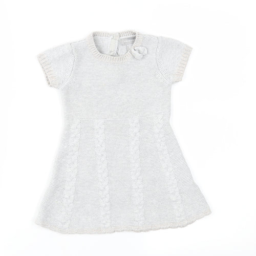Primark Girls Grey  Knit Jumper Dress  Size 12-18 Months