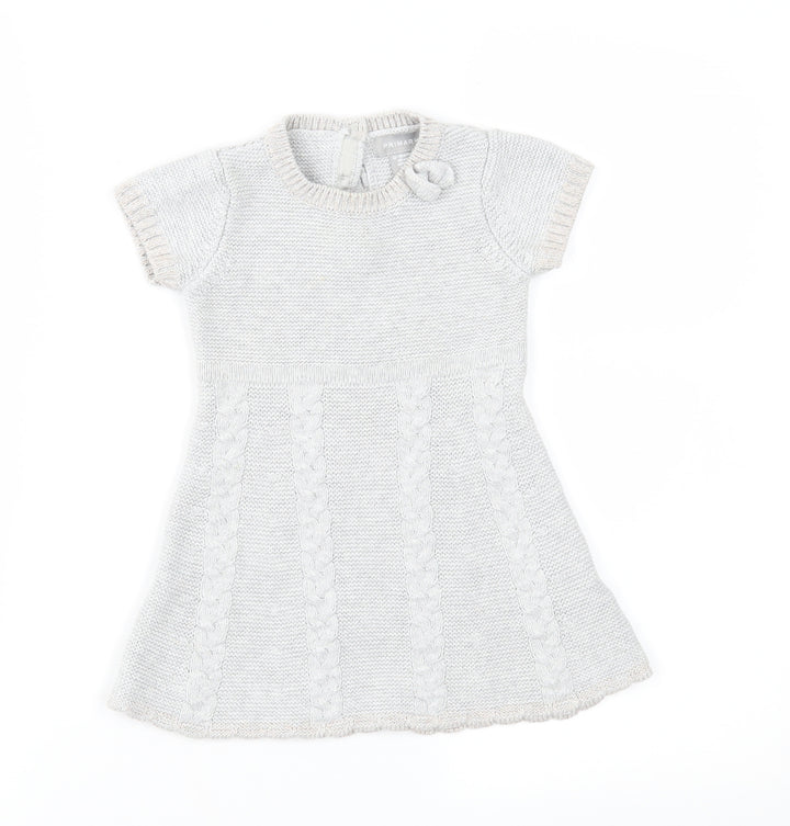 Primark Girls Grey  Knit Jumper Dress  Size 12-18 Months