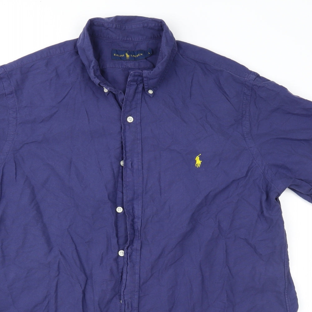 Ralph Lauren Mens Blue    Button-Up Size L