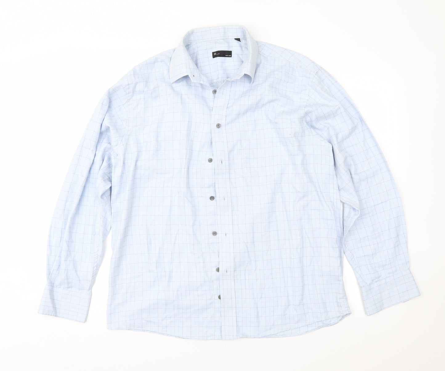 BHS Mens Blue Check   Button-Up Size 15.5