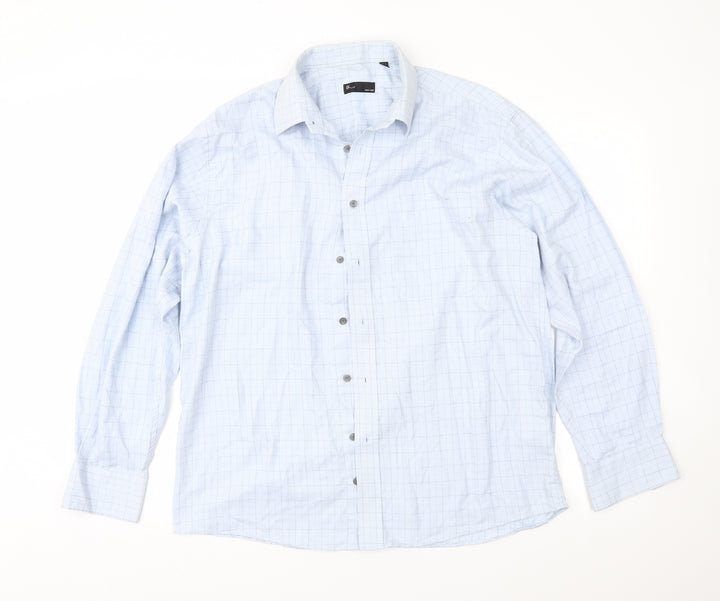 BHS Mens Blue Check   Button-Up Size 15.5