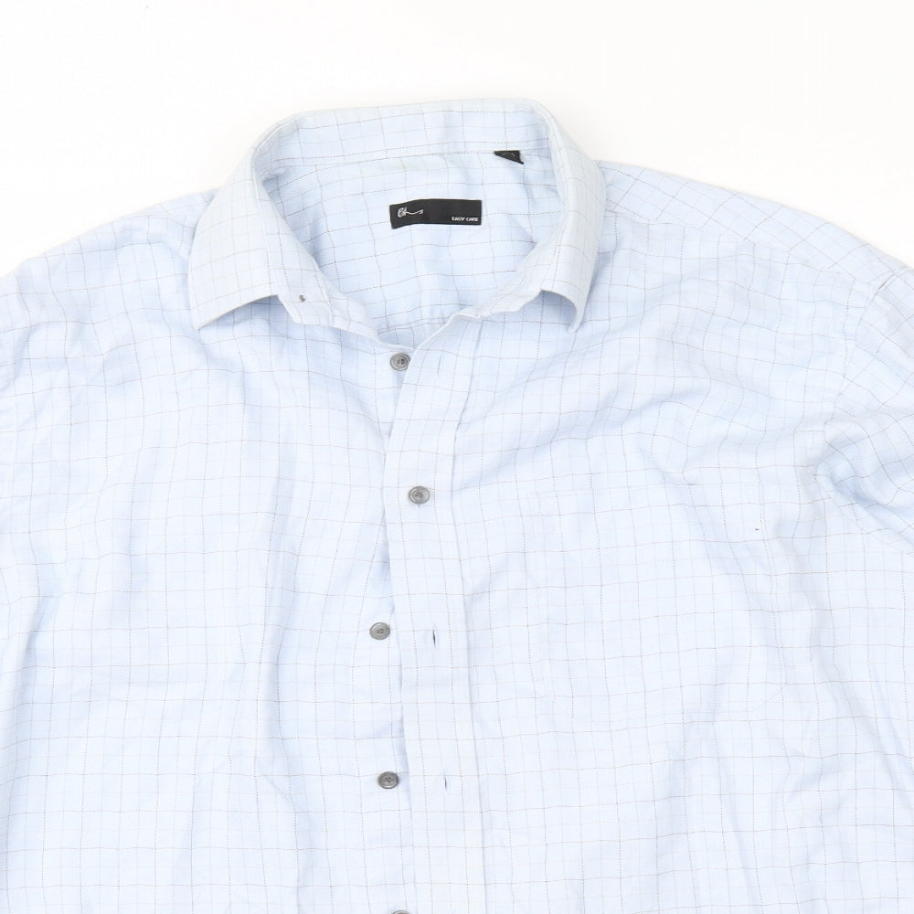 BHS Mens Blue Check   Button-Up Size 15.5