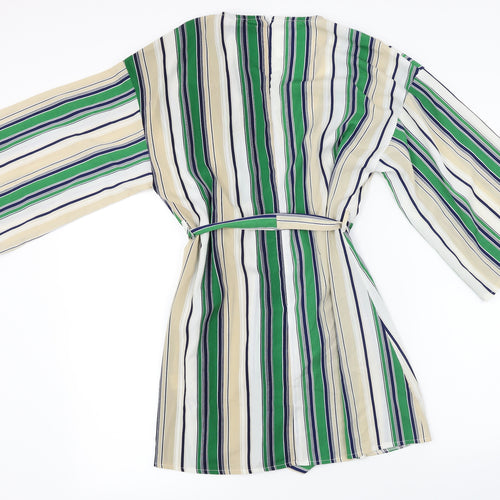 Boohoo  Womens Ivory Striped  Basic Blouse Size 8