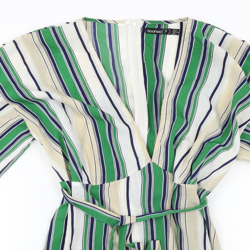 Boohoo  Womens Ivory Striped  Basic Blouse Size 8