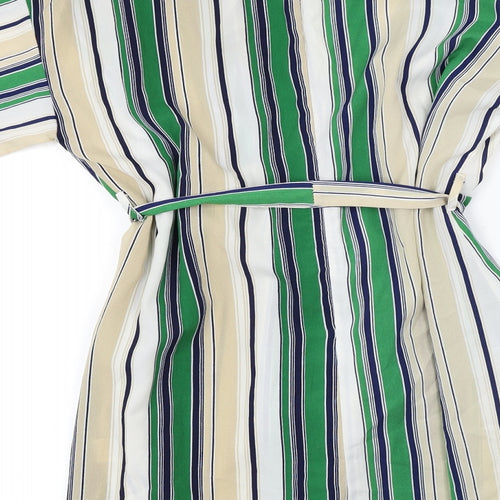 Boohoo  Womens Ivory Striped  Basic Blouse Size 8