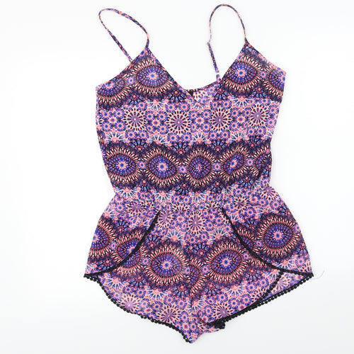 New Look  Womens Pink Floral  Jumpsuit One-Piece Size 8