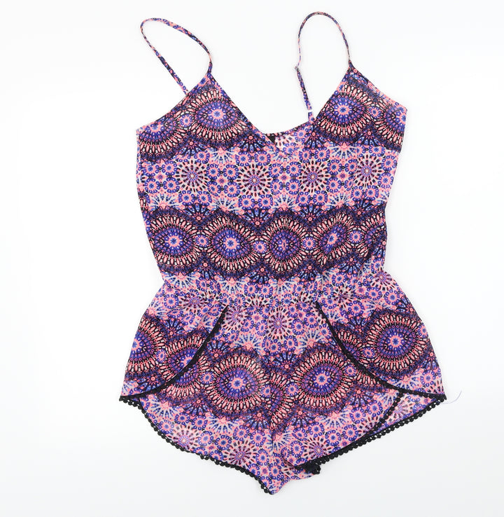 New Look Womens Pink Floral Jumpsuit One-Piece Size 8