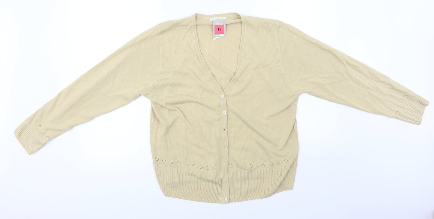Marks and Spencer Womens Beige   Cardigan Jumper Size 18