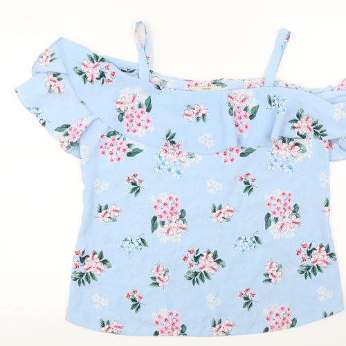 George  Womens Blue Floral  Basic Blouse Size 12