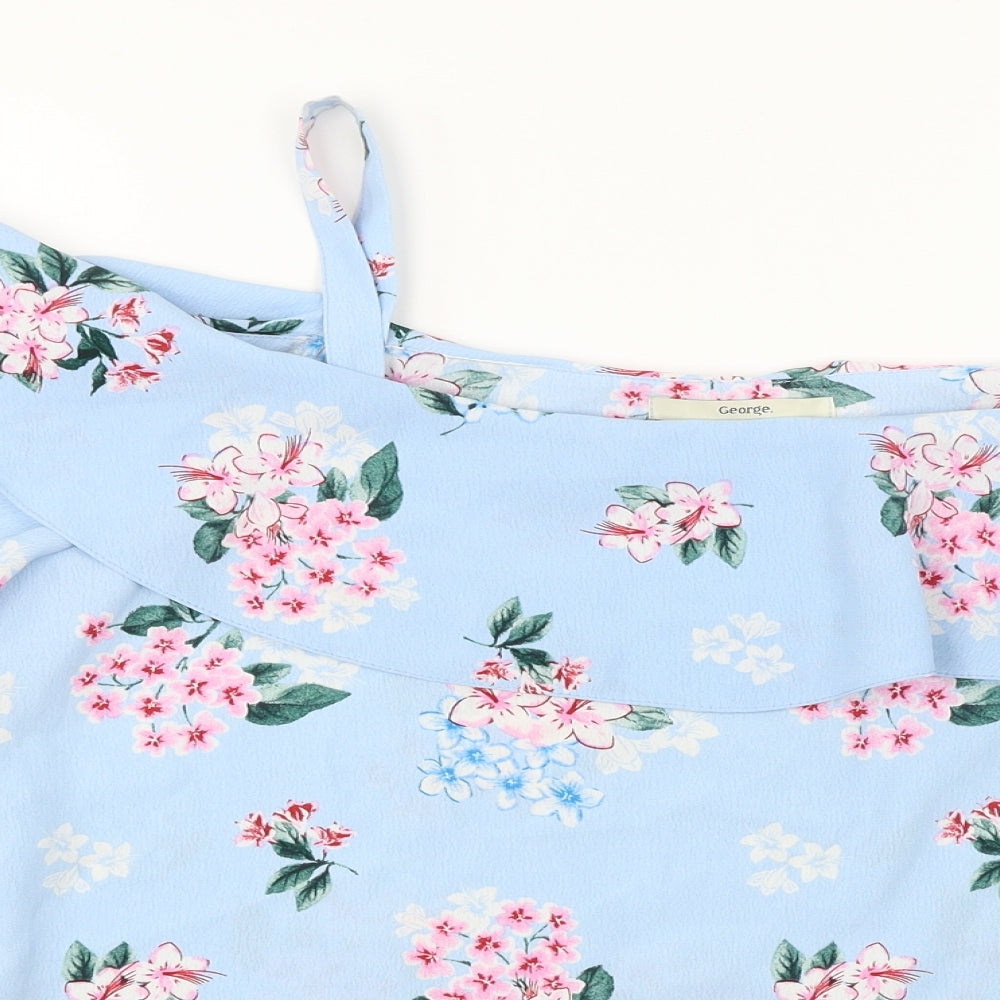George  Womens Blue Floral  Basic Blouse Size 12