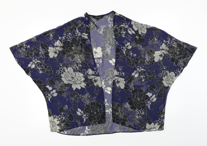 New Look Womens Blue Floral Cardigan Jumper Size 8