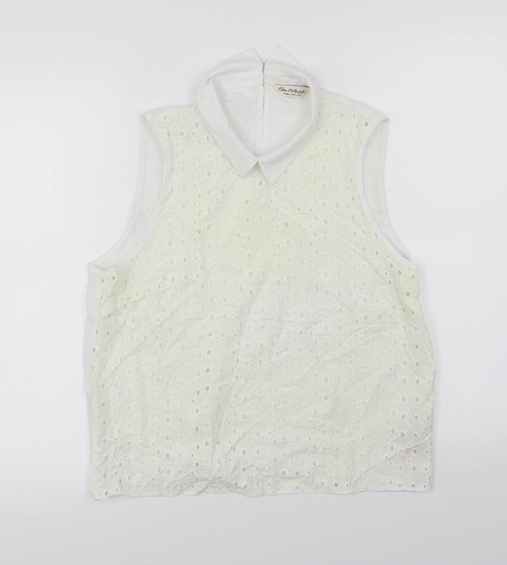 Miss Selfridge Womens Ivory Floral Basic T-Shirt Size 14