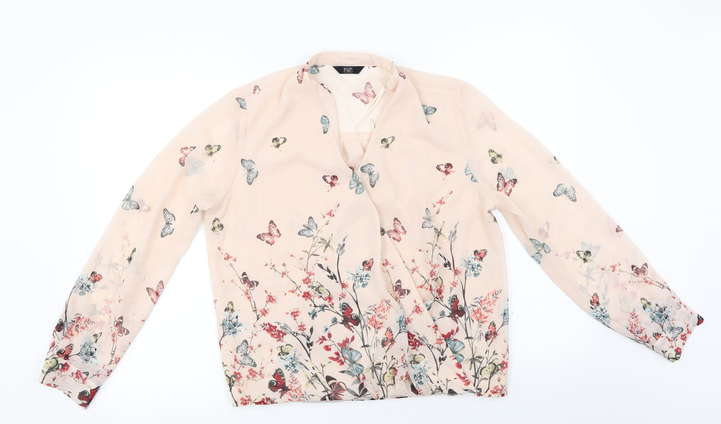 F&F  Womens Pink Floral  Basic Blouse Size 10