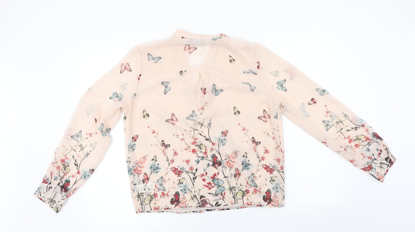 F&F  Womens Pink Floral  Basic Blouse Size 10