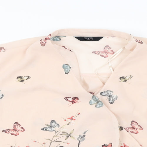 F&F  Womens Pink Floral  Basic Blouse Size 10
