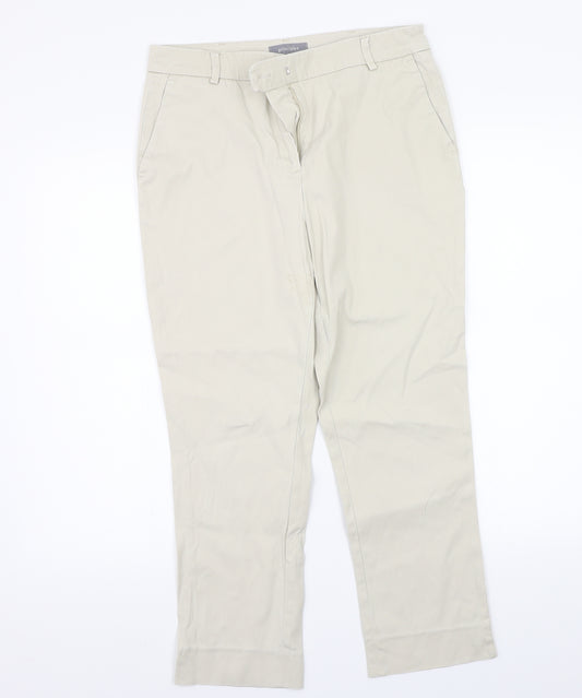 Front view of Principles women’s beige straight jeans, size UK 12, 23-inch leg