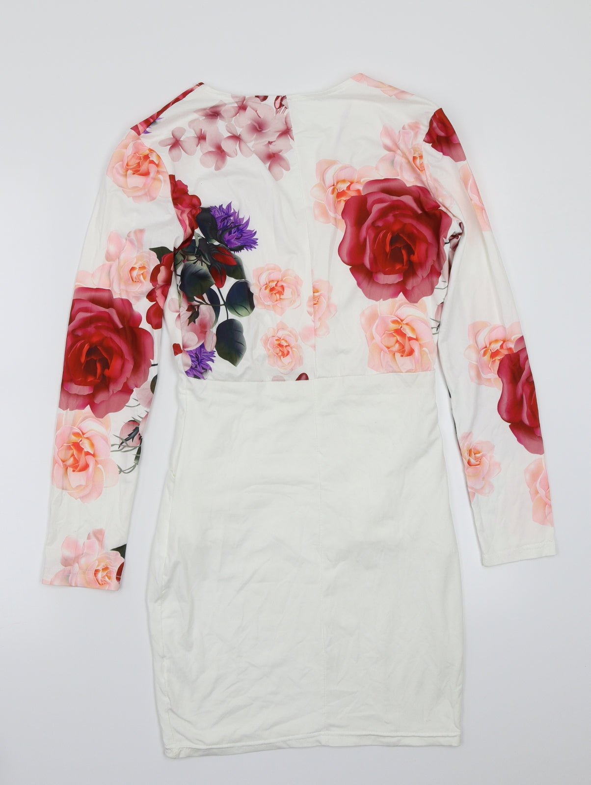 Preworn Womens White Floral  A-Line  Size M