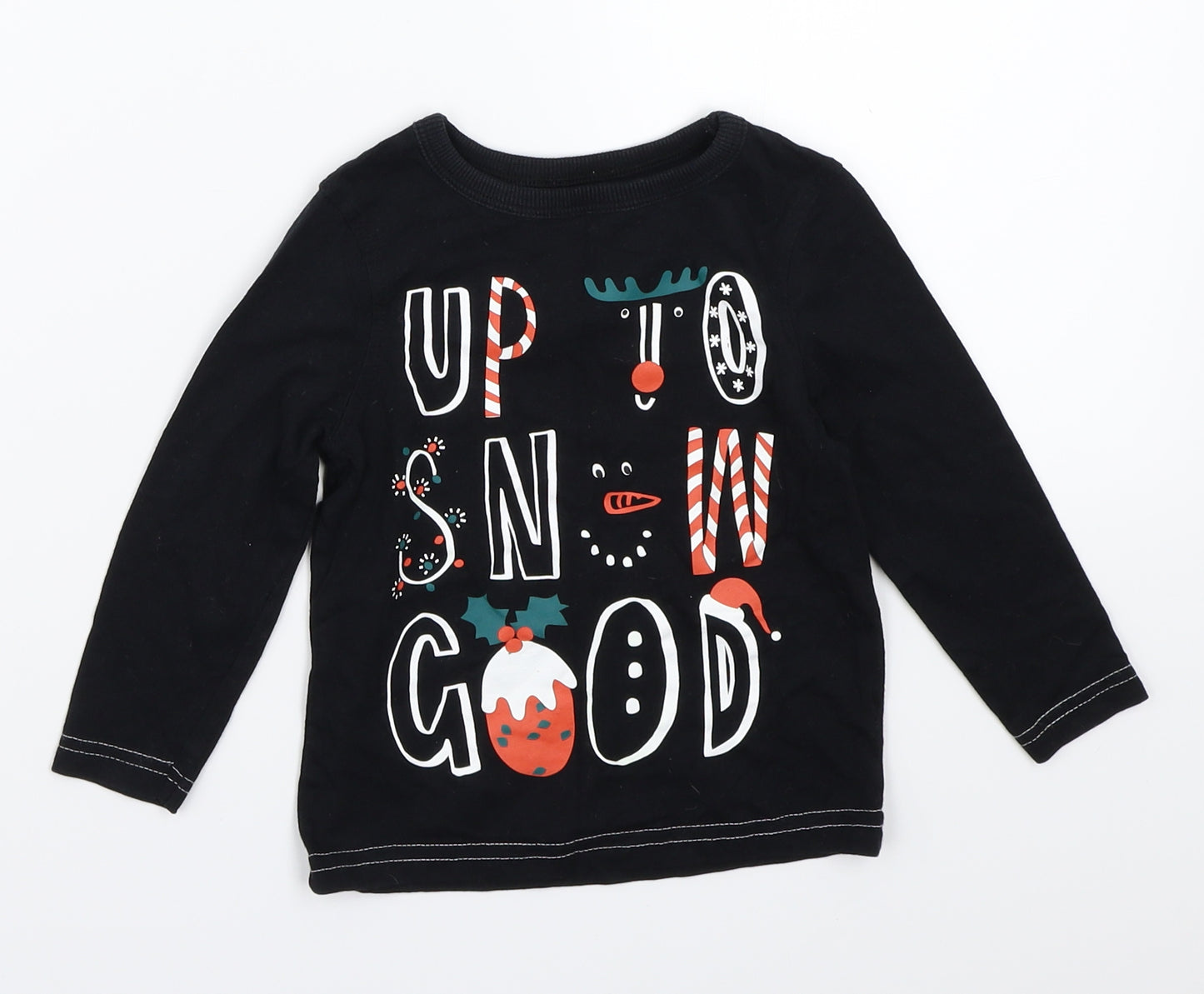 George Boys Black   Basic T-Shirt Size 2-3 Years  - Christmas
