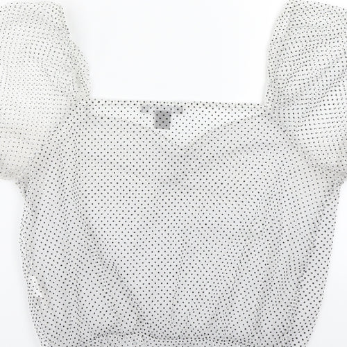 Primark Girls White Polka Dot  Basic T-Shirt Size S