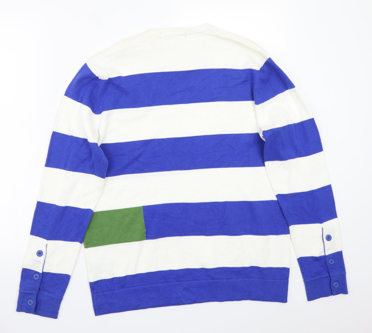 Full Circle Mens Blue Striped  Pullover Jumper Size M