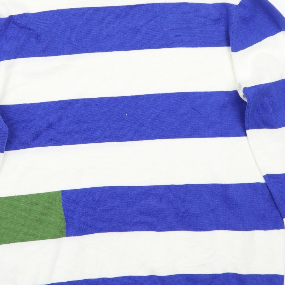 Full Circle Mens Blue Striped  Pullover Jumper Size M