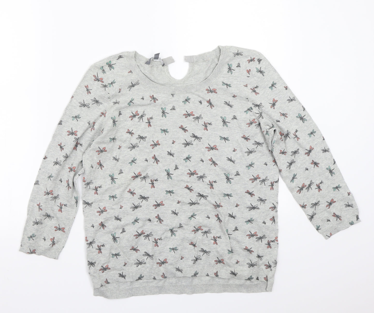 Laura Ashley Womens Grey Animal Print  Pullover Jumper Size 14