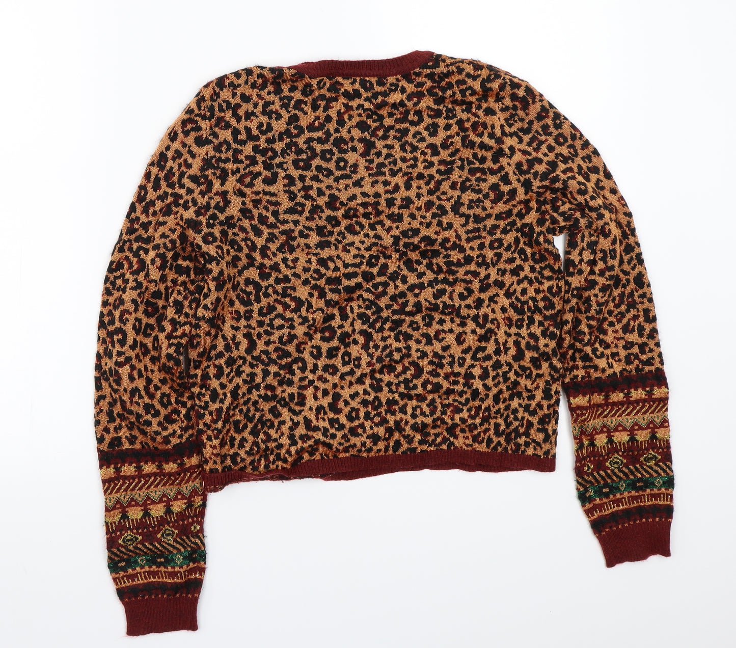 Zara Womens Brown Animal Print  Pullover Jumper Size M