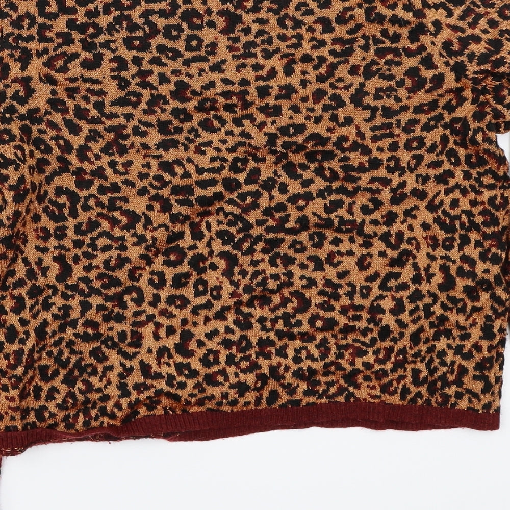 Zara Womens Brown Animal Print  Pullover Jumper Size M