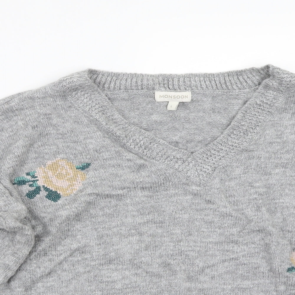 Monsoon Womens Grey   Pullover Jumper Size L