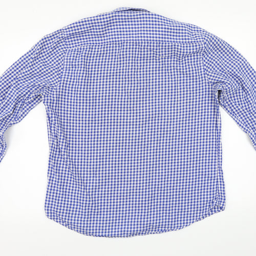 redherring Mens Blue Check   Button-Up Size L