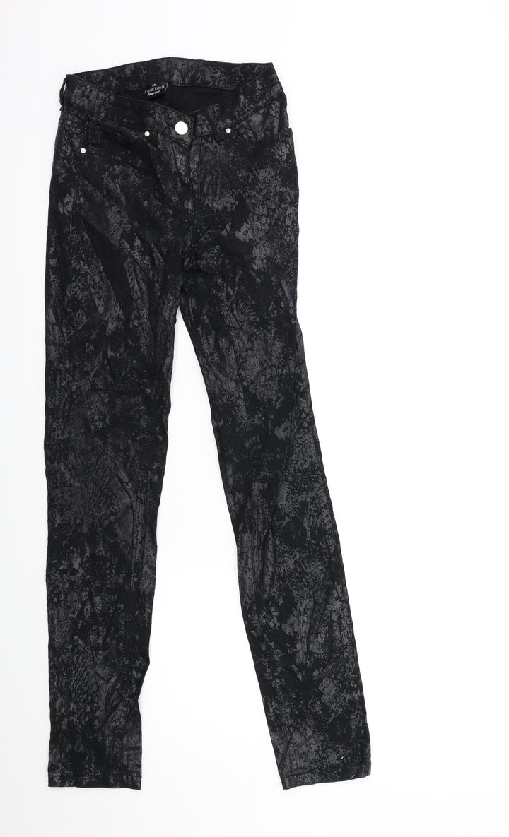 Flame Womens Black  Denim Skinny Jeans Size 6 L30 in