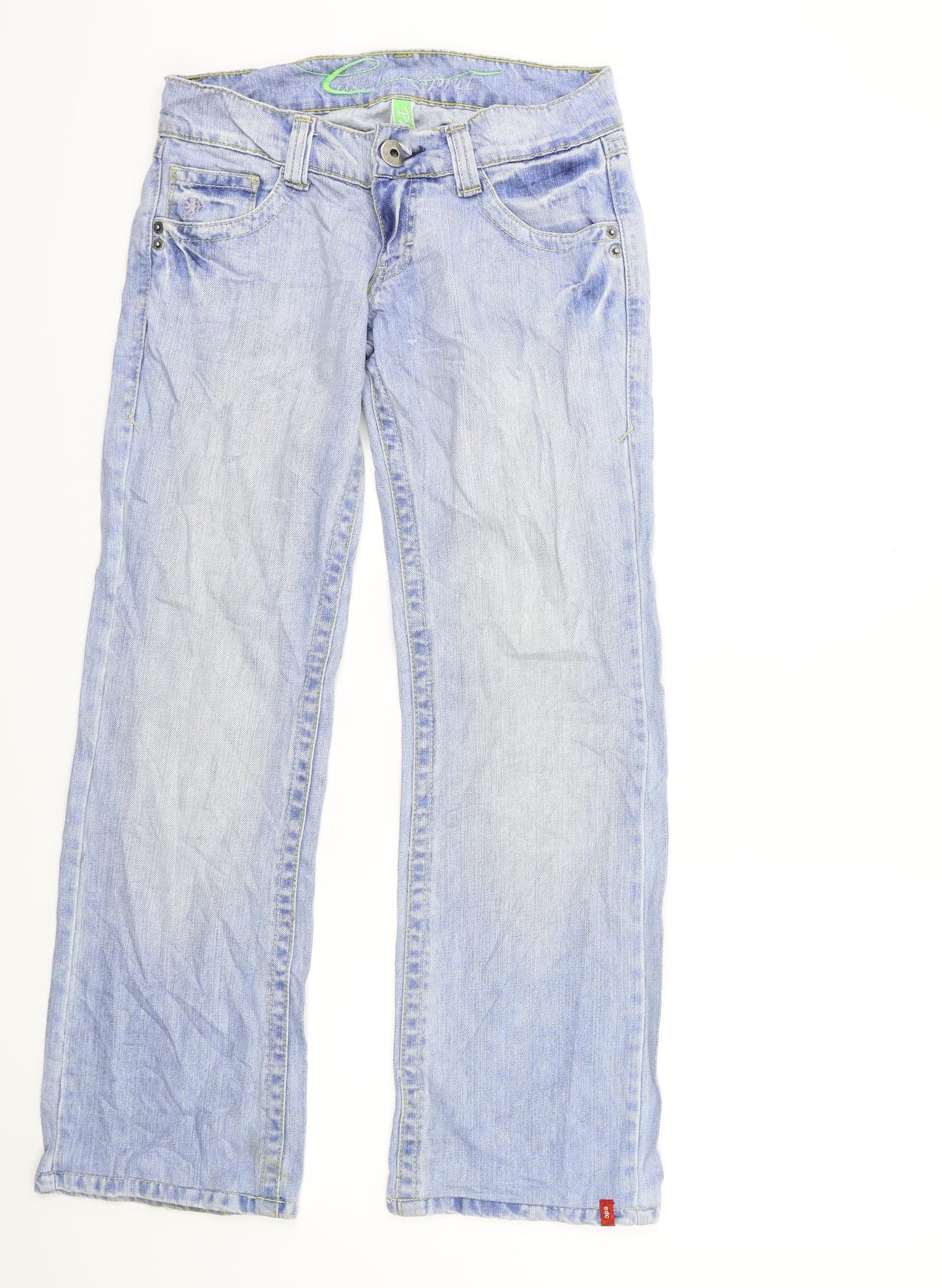 EDC Womens Blue  Denim Wide-Leg Jeans Size 27 in L29 in