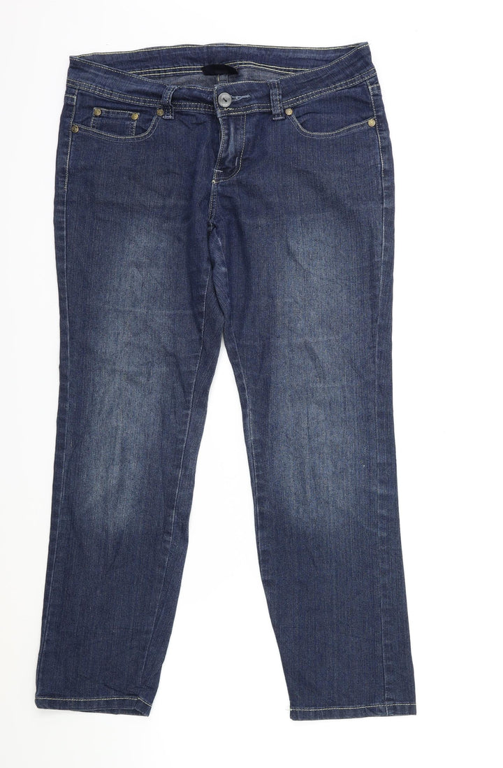 Preworn Womens Blue  Denim Skinny Jeans Size 34 in L28 in