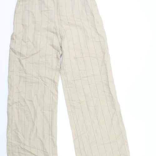 Zara Womens Beige Striped  Trousers  Size M L30 in