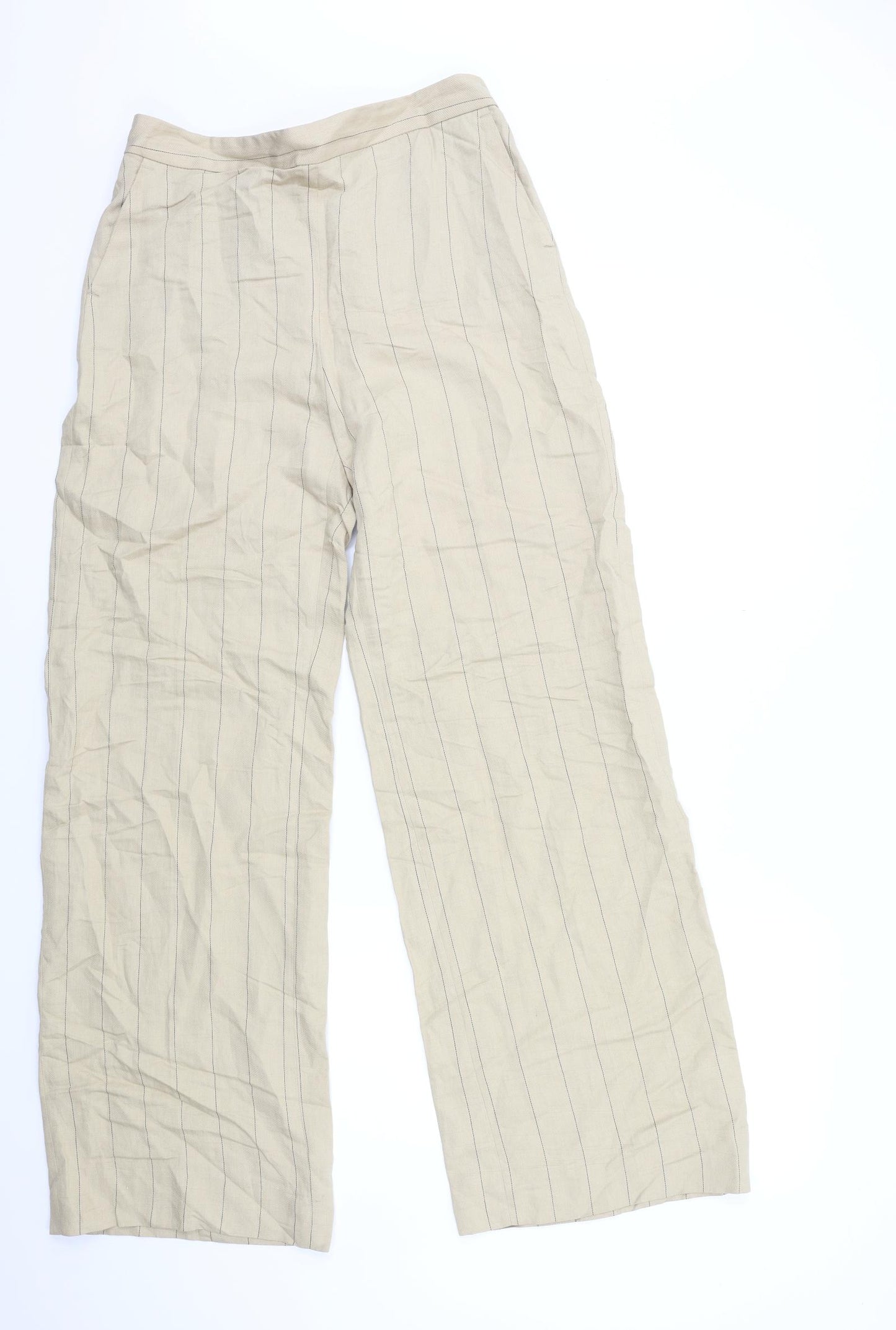 Zara Womens Beige Striped  Trousers  Size M L30 in