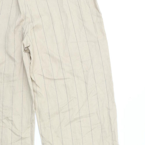 Zara Womens Beige Striped  Trousers  Size M L30 in