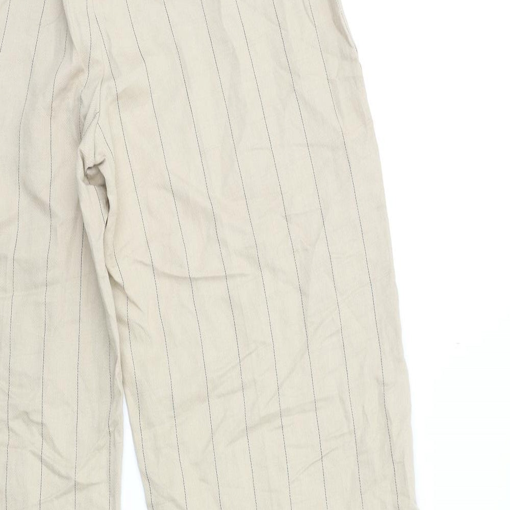 Zara Womens Beige Striped  Trousers  Size M L30 in