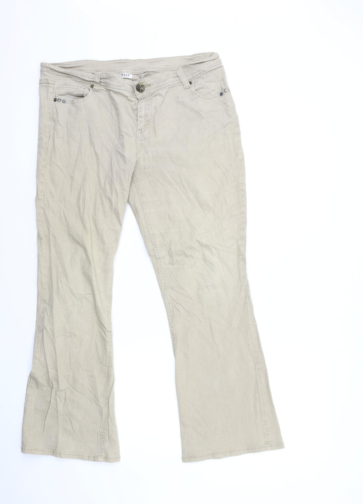 X-Mail Womens Beige Denim Flared Jeans Size 16 L29 in