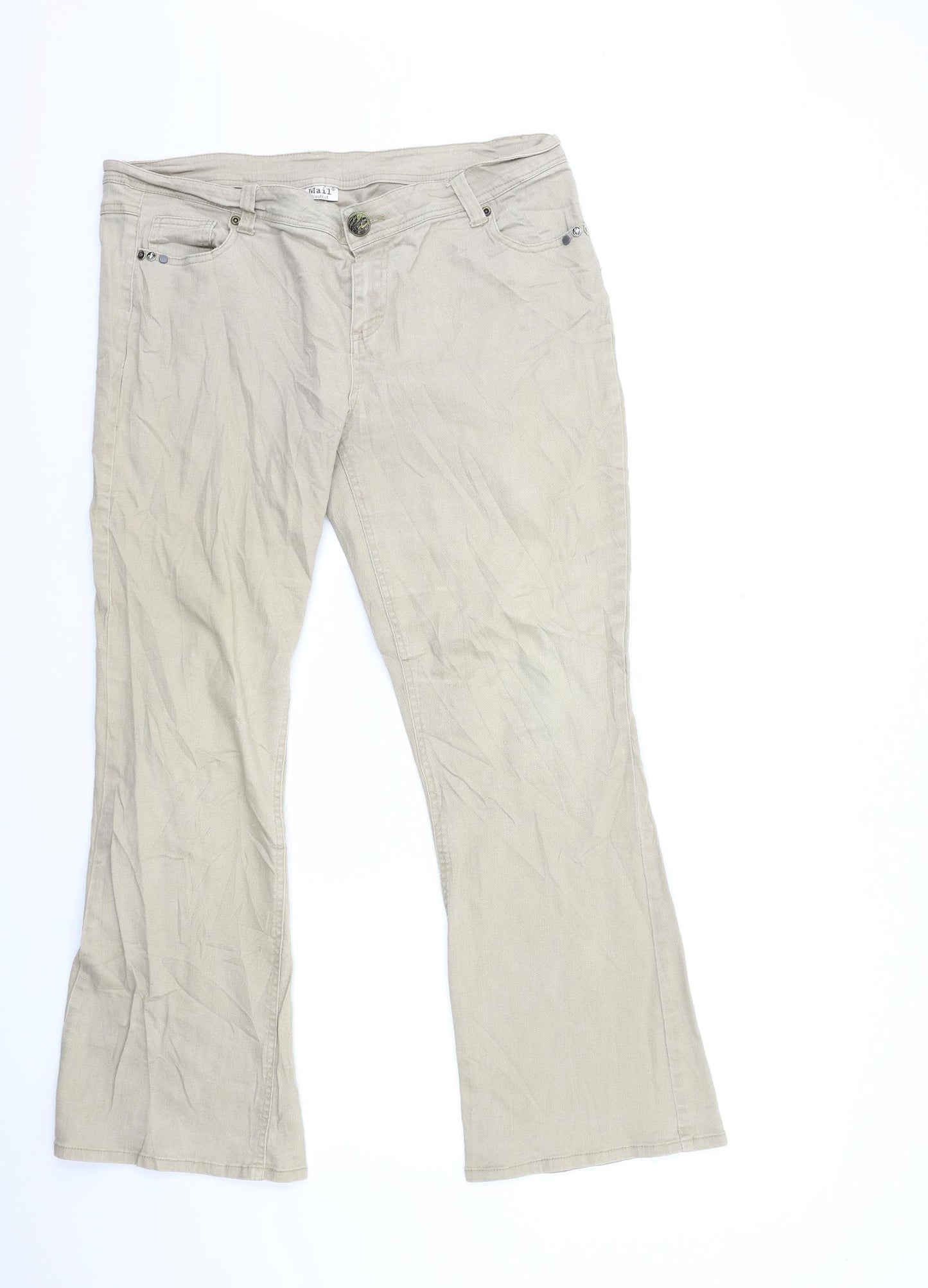X-Mail Womens Beige  Denim Flared Jeans Size 16 L29 in