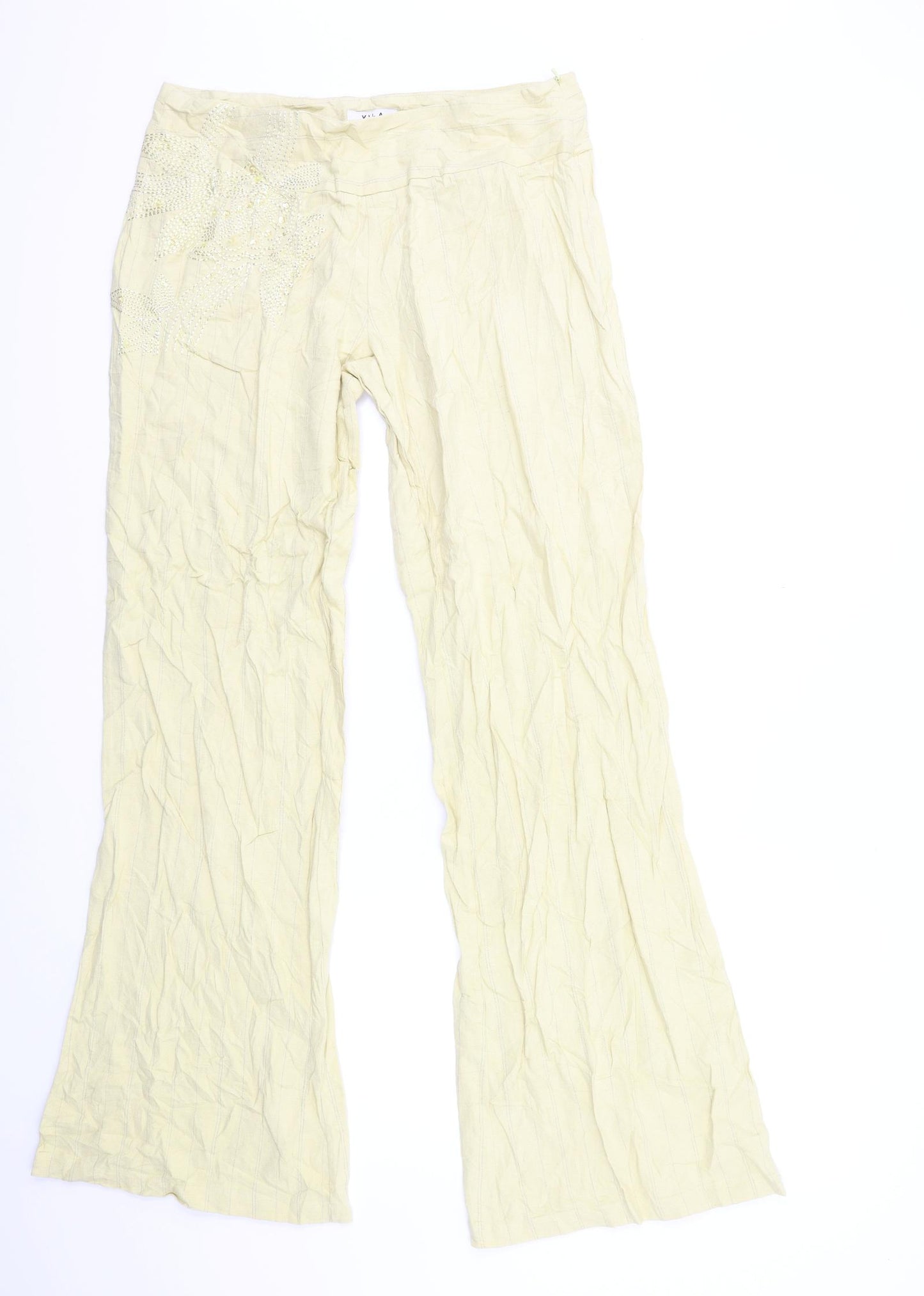 Villa Womens Beige Striped  Trousers  Size L L31 in